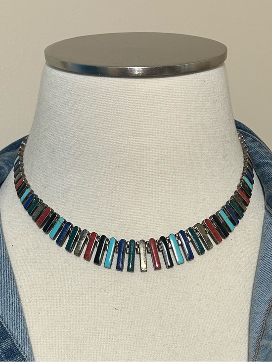 Jewelry - STERLING SILVER AND GEMSTONE INLAY NECKLACE